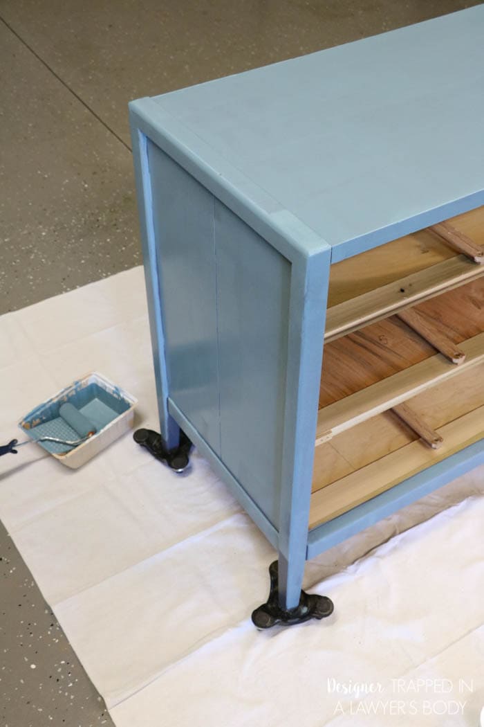 painting dresser with chalk based paint