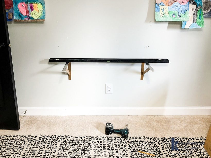 hanging wall brackets for DIY floating desk by Tasha Agruso of Gadgetronicx