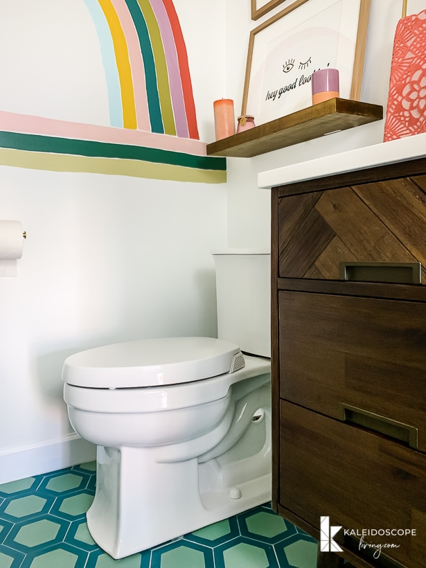 kohler toilet in modern and colorful bathroom