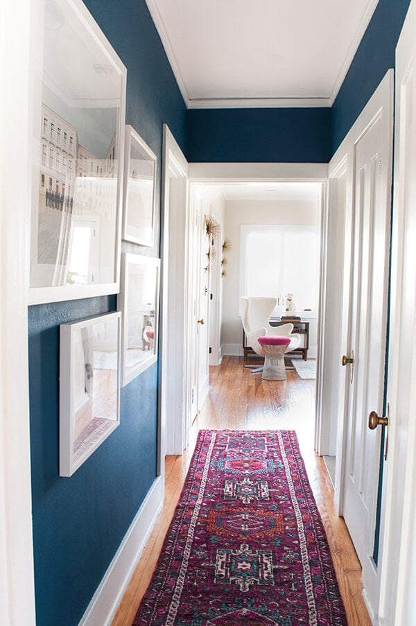 bold blue colorful hallway