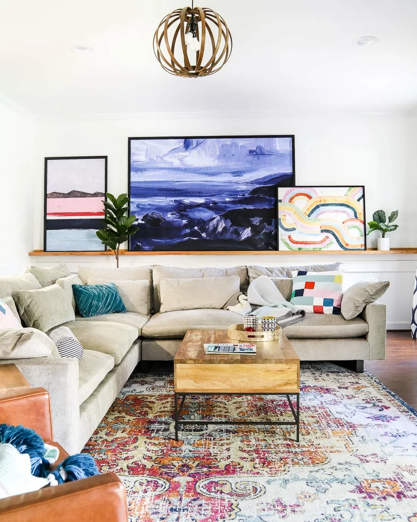 West Elm Harmony sectional sofa in family room of Tasha Agruso of Gadgetronicx