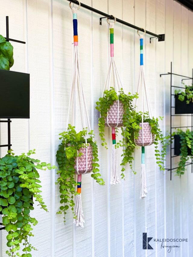 colorful diy macrame plant hangers