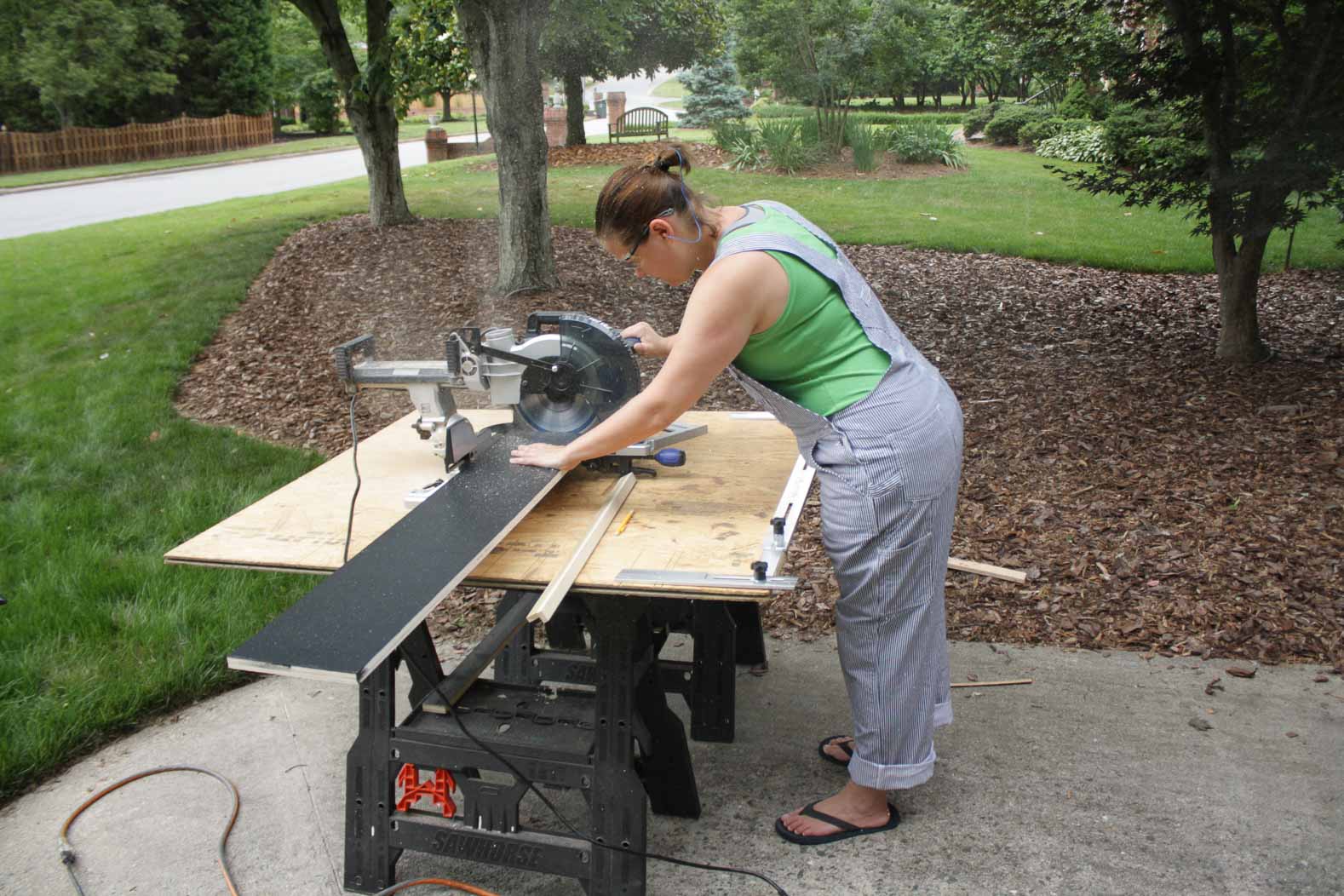 cutting new stair risers to size