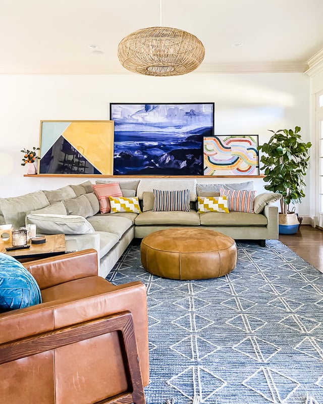 West Elm Harmony Sofa pictured in family room of Tasha Agruso of Gadgetronicx