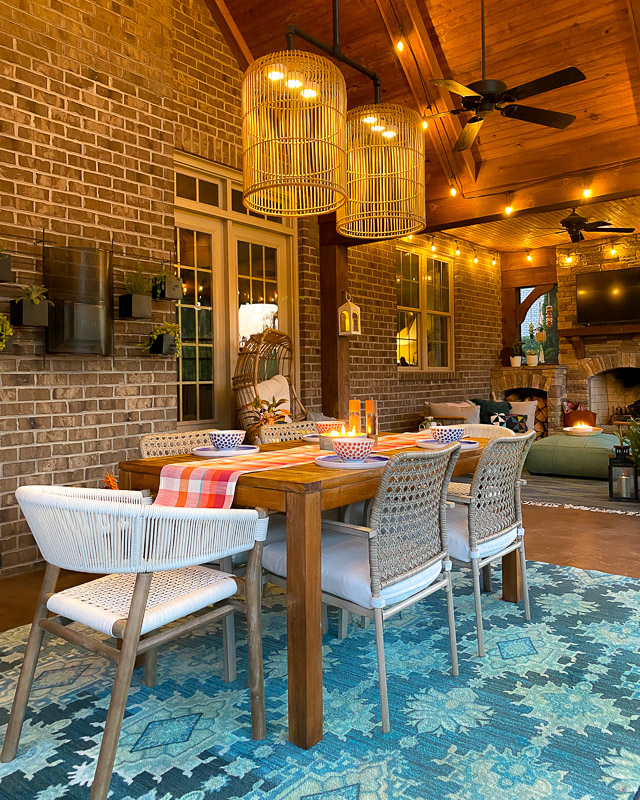 colorfully decorated screened in porch