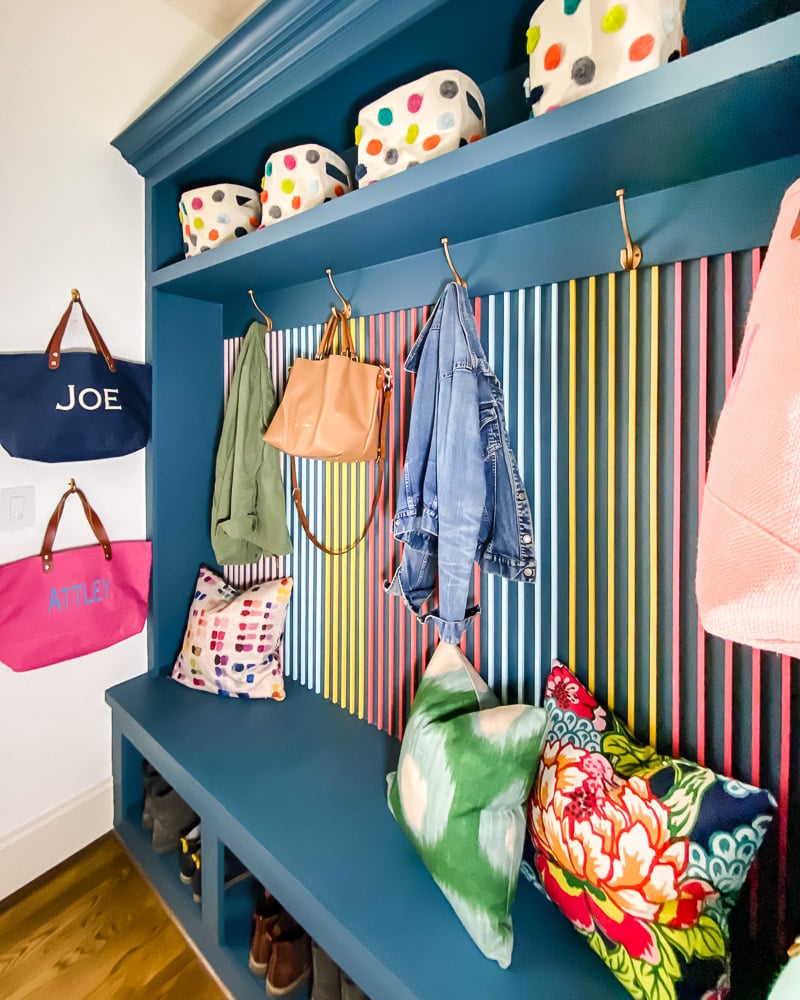 colorful mudroom and laundry room