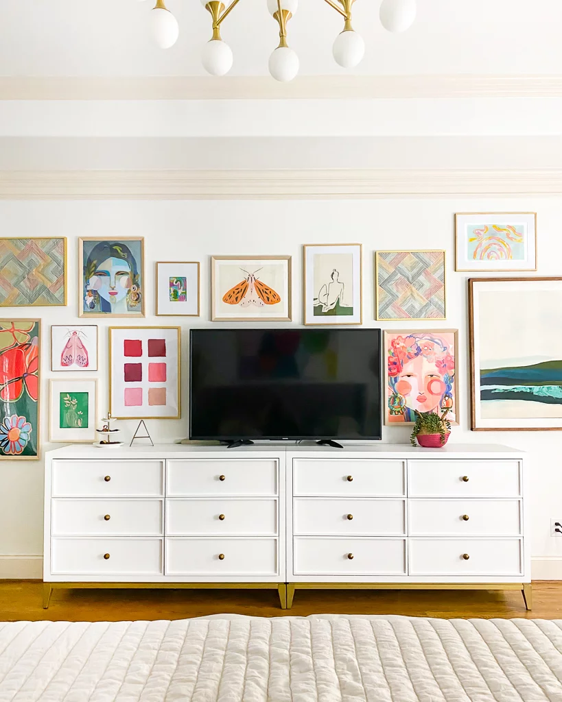 black tv with gallery wall by Tasha Agruso of Gadgetronicx