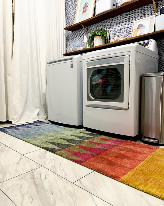 luxury vinyl tile that looks like marble in laundry room