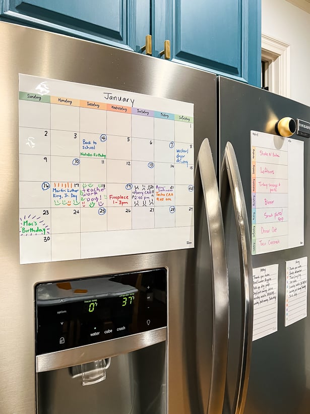 MC Squares command center on refrigerator