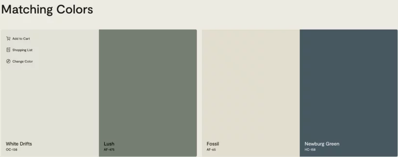 Benjamin Moore Swiss Coffee matching paint colors