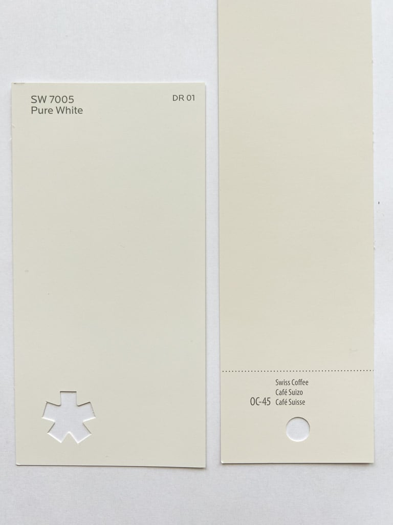 Sherwin-Williams Pure White vs. Benjamin Moore Swiss Coffee