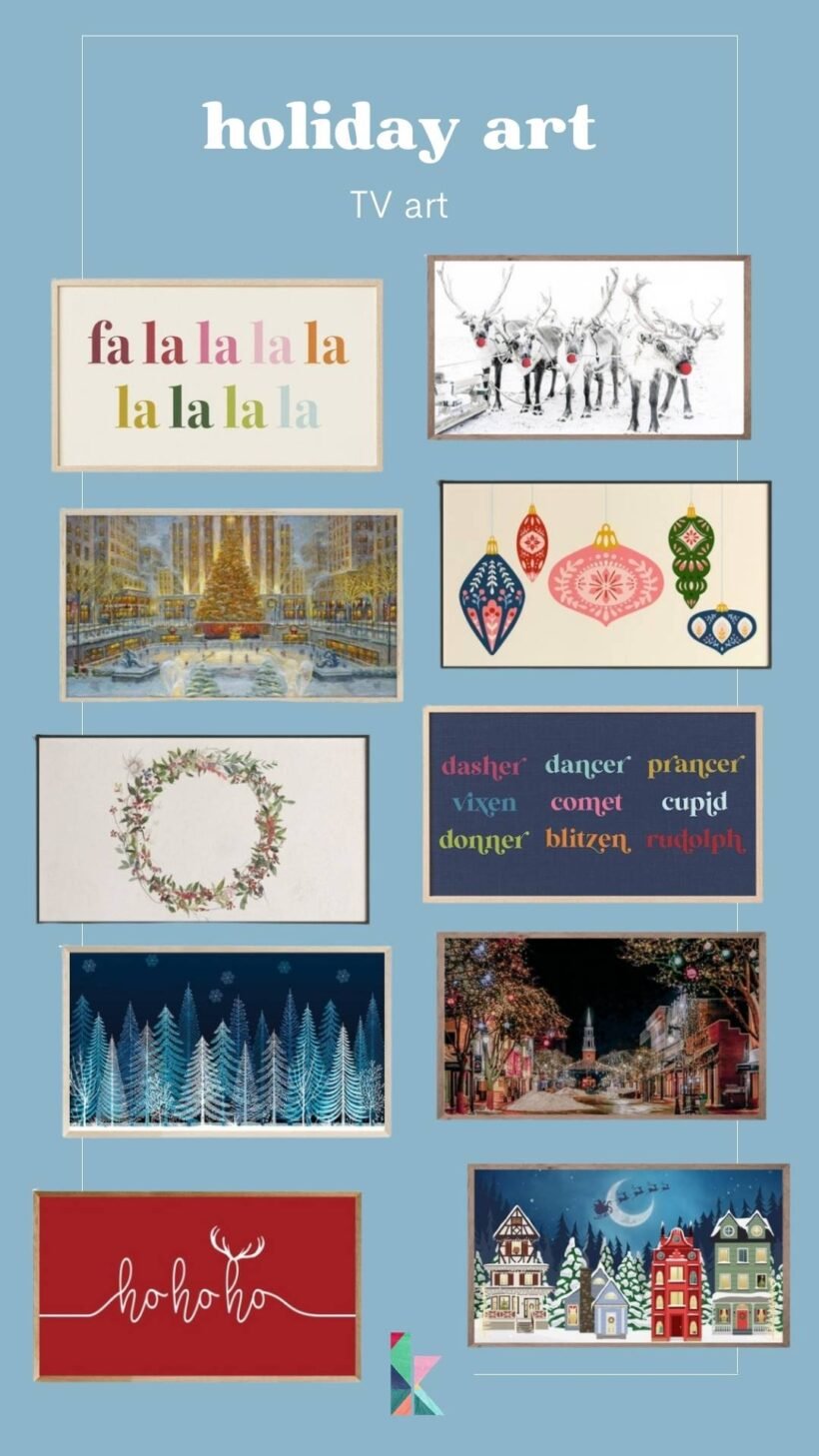 collage image of digital Christmas art to display on TVs