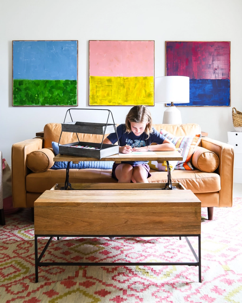 unique coffee table in bonus room of Tasha Agruso from Gadgetronicx