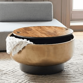 West ELm drum storage coffee table