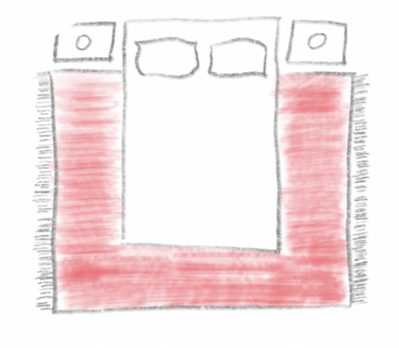 bedroom rug size sketch