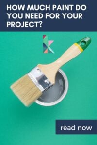 image of paint brushes and paint cans with text that reads "how much paint do you need to buy for your project?"