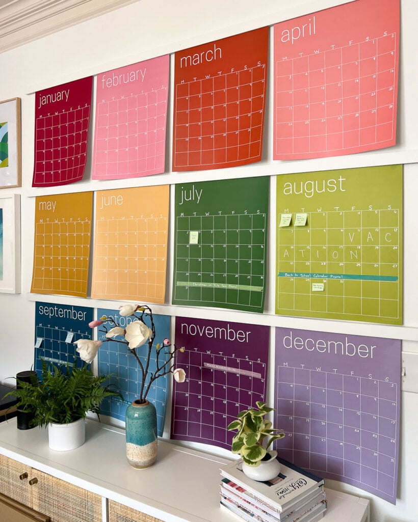 large monthly wall calendar in rainbow hues from Gadgetronicx
