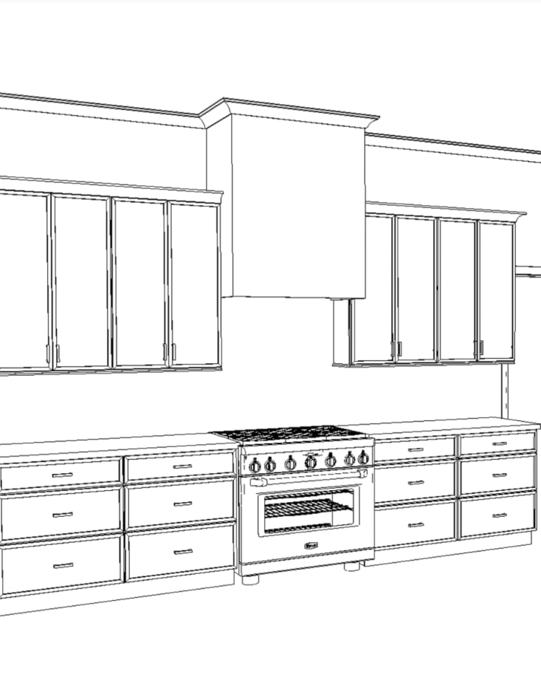 rendering of kitchen perimeter cabinets